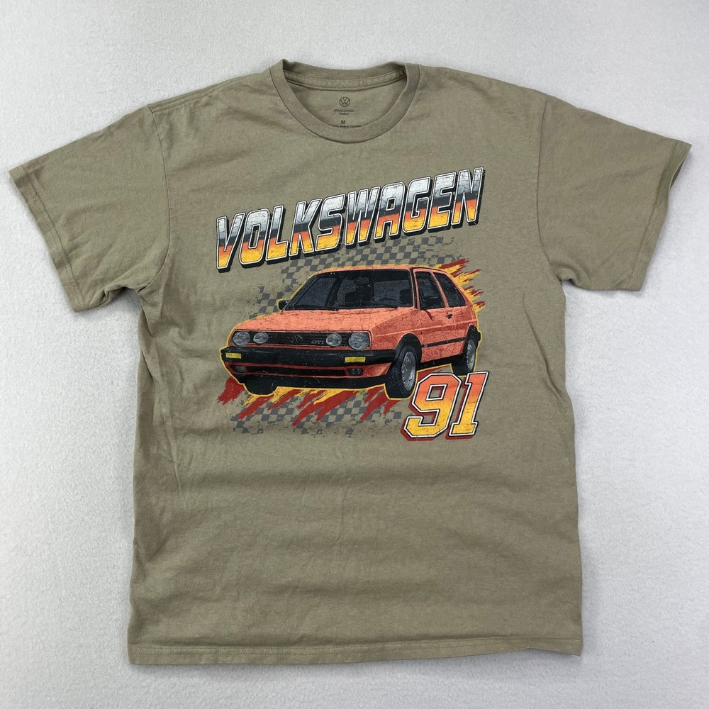 Volkswagen GTI T-Shirt Mens Medium Green '91 Golf Graphic Tee 90s Racing